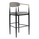 Buchtel - Mid-Century Modern Medium Grey + Gold Arm + Black Bar Chair