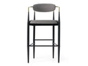 Buchtel - Mid-Century Modern Medium Grey + Gold Arm + Black Bar Chair