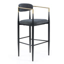 Buchtel - Mid-Century Modern Dark Grey + Gold Arm + Black Bar Chair
