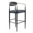Buchtel - Mid-Century Modern Dark Grey + Gold Arm + Black Counter Chair