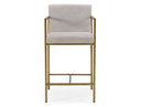 Burnham- Contemporary Light Grey Fabric + Brass Counter Stool