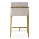 Burnham- Contemporary Light Grey Fabric + Brass Counter Stool