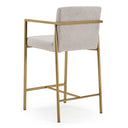 Burnham- Contemporary Light Grey Fabric + Brass Counter Stool