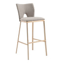 Burton - Glam Greige Fabric + Brass Bar Stool (Set of 2)