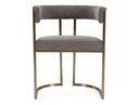 Byron - Modern Grey Fabric + Antique Brass Dining Chair