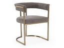 Byron - Modern Grey Fabric + Antique Brass Dining Chair