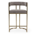 Byron - Modern Grey Fabric + Antique Brass Dining Chair