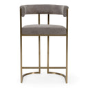 Byron - Modern Grey Fabric + Antique Brass Counter Chair