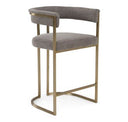 Byron - Modern Grey Fabric + Antique Brass Dining Chair
