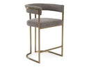 Byron - Modern Grey Fabric + Antique Brass Counter Chair