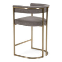 Byron - Modern Grey Fabric + Antique Brass Counter Chair