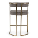 Byron - Modern Grey Fabric + Antique Brass Counter Chair
