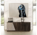 Cairo - Italian Modern Faux Marble & Pecan Elm Extendable Dining Table