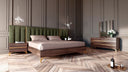 Calabria Modern Walnut & Green Velvet Bedroom Set