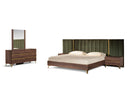 calabria modern walnut & green velvet bed & nightstands