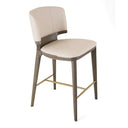 Calvary - Mid-Century Modern Beige Vegan Leather + Grey Ash Counter Chair