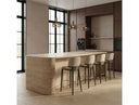 Calvary - Mid-Century Modern Beige Vegan Leather + Grey Ash Counter Chair