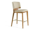 Calvary - Mid-Century Modern Beige Vegan Leather + Walnut Counter Chair