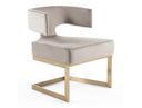 Calvo Modern Off-White Velvet & Brass Dining Chair