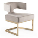 Calvo Modern Off-White Velvet & Brass Dining Chair