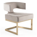 Calvo Modern Off-White Velvet & Brass Dining Chair