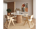 Cambridge White Marble & Mango Round Dining Table