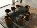 Carnaby - Modern Dark Grey Glass + Walnut Dining Table