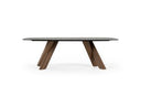 Carnaby - Modern Dark Grey Glass + Walnut Dining Table