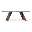 Carnaby - Modern Dark Grey Glass + Walnut Dining Table