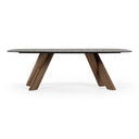 Carnaby - Modern Dark Grey Glass + Walnut Dining Table