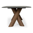 Carnaby - Modern Dark Grey Glass + Walnut Dining Table