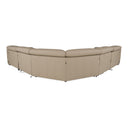 Carney - Modern Beige Leather Sectional Sofa + 3 Recliners