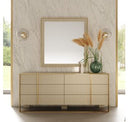 Cartier - Modern Beige Shagreen & Brushed Brass Mirror