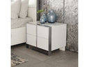 Cartier - Modern White + Stainless Steel Nightstand