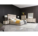 Cartier - Modern Beige Velvet + Brushed Brass 4-Piece Bedroom Set