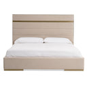 Cartier - Modern Beige Velvet & Brushed Brass Bed