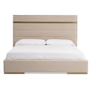 Cartier - Modern Beige Velvet & Brushed Brass Bed