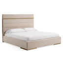 cartier - modern beige velvet & brushed brass bed