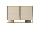 Cartier - Modern Beige Shagreen and Brushed Brass Nightstand