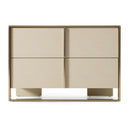Cartier - Modern Beige Shagreen and Brushed Brass Nightstand