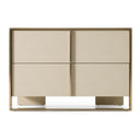 Cartier - Modern Beige Shagreen and Brushed Brass Nightstand