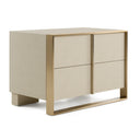 Cartier - Modern Beige Velvet + Brushed Brass 4-Piece Bedroom Set