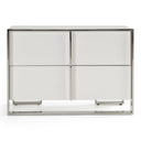 Cartier - Modern White + Stainless Steel Nightstand