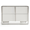 Cartier - Modern White + Stainless Steel Nightstand