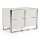 Cartier - Modern White + Stainless Steel Nightstand