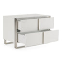 Cartier - Modern White + Stainless Steel Nightstand