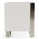 Cartier - Modern White + Stainless Steel Nightstand