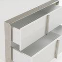 Cartier - Modern White + Stainless Steel Nightstand