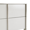 Cartier - Modern White + Stainless Steel Nightstand