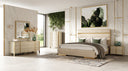 cartier - modern beige velvet & brushed brass bed